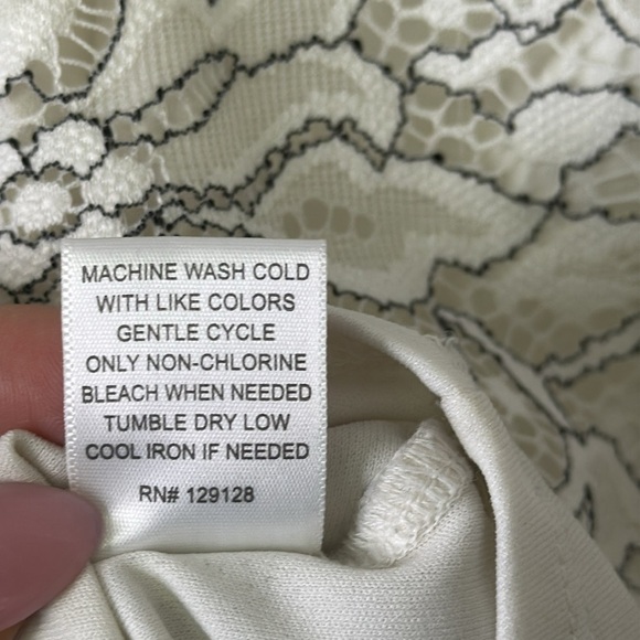 Cream Short Sleeve Lace Blouse with Embellished Design - Picture 8 of 9